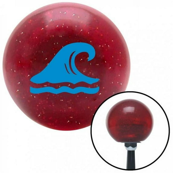 Blue Hawaiian Waves No. 2 Red Metal Flake Shift Knob with M16 x 1.5 Insert Shifter Brody