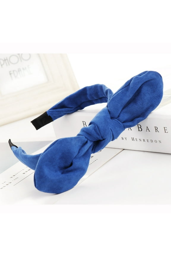 Blue Headband for Women Fashion Bow Knot Hairband Women Hair Head Hoop Simple Sweet Girls Suede Headband