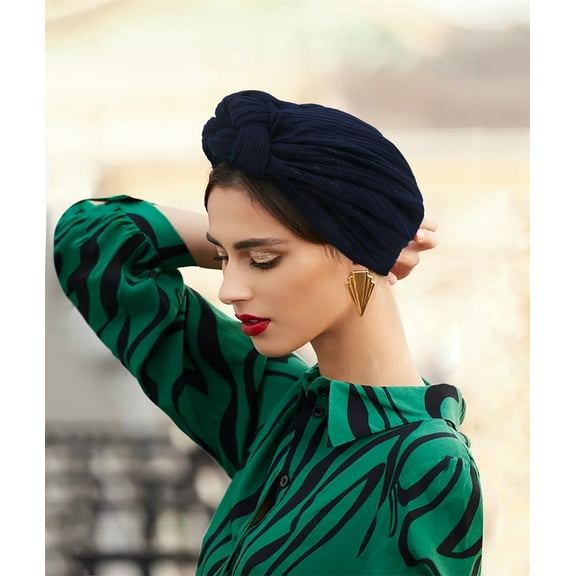 Blue Headband for Women Muslim Headscarf Cap Cotton Headband African Turban for Ladies Caps Muslim Headpiece
