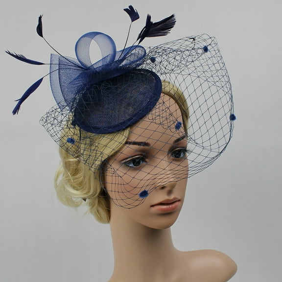 Blue Headband for Women's Fascinators Hat Fashion Feathe Hat Cocktail Party Hat Hair Clip Headband