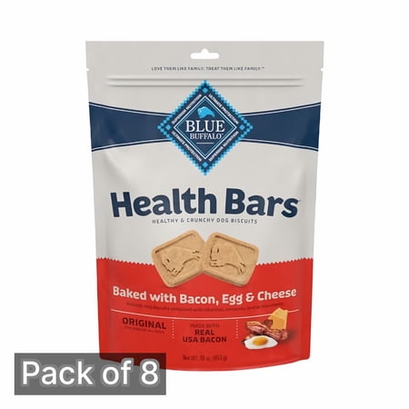 Blue Buffalo Health Bars Baked with Bacon Egg and Cheese Dog Treats 16 oz Bag (Pack of 8)
