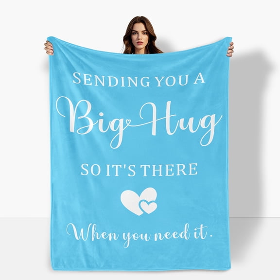 Blue Heart Love Theme Flannel Blanket Ideal For Couples Gift For Sofa Bed Travel Camping Made With Polyester Fabric Soft Warm Comfortable Shipped From USA Perfect For Family Friends And Loved Ones