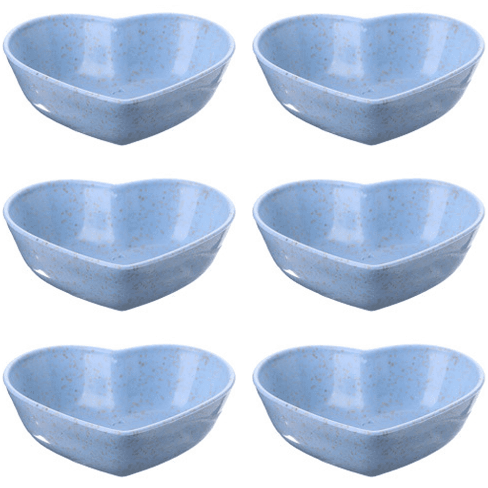 Blue HeartShaped Ceramic Soy Sauce Dishes, 6pc Set for Dining, Baking