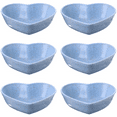 Blue HeartShaped Ceramic Soy Sauce Dishes, 6pc Set for Dining, Baking
