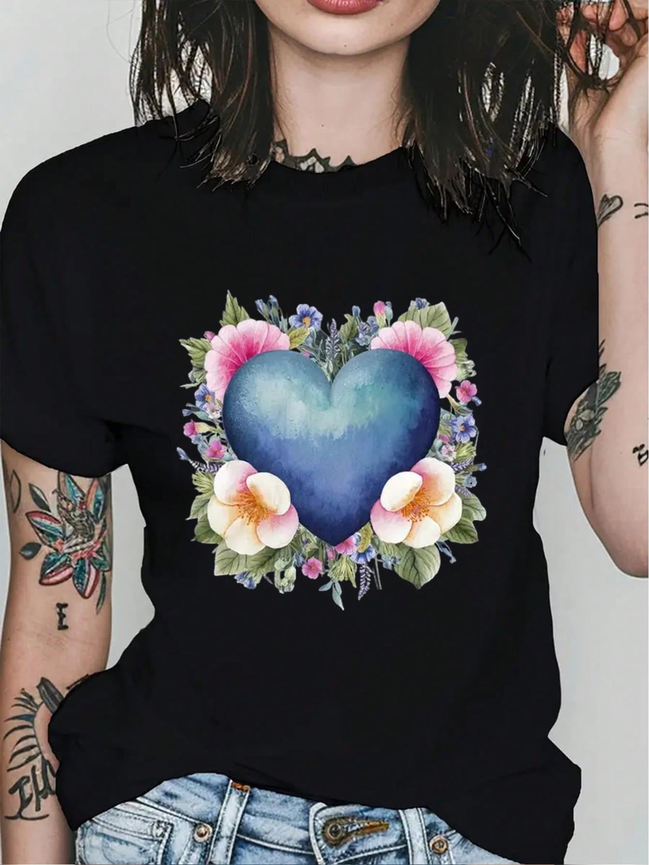 Shaped Knit Tee in Passion Flowers