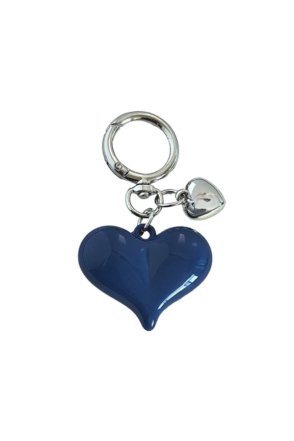 Blue Heart Shaped Keychain Pendant Bag Accessory With Durable Alloy And Resin, Rust Proof Construction For Keys Organization And Car Keys, 3.5X2.2X0.7In 0.04Lb