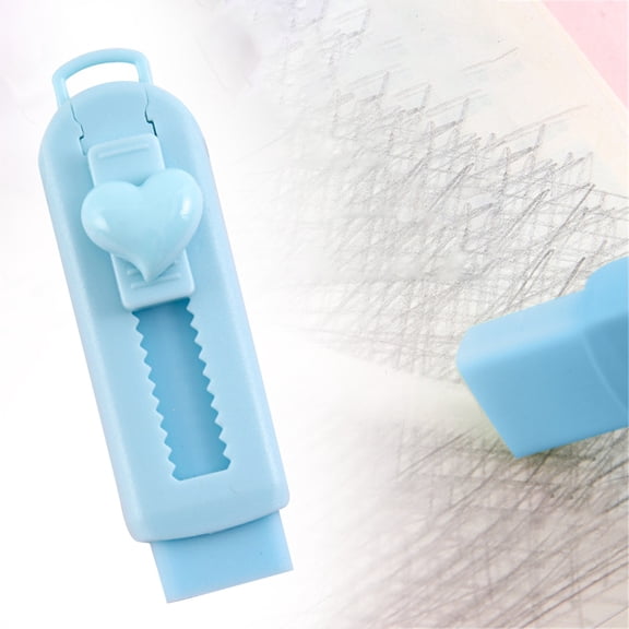 Blue Heart-Shaped Retractable Eraser with Protective Sleeve for Clean Smudge-Free Correction