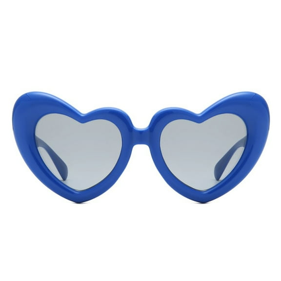 Blue Heart-Shaped Sunglasses - Gray Lens UV Protection Romantic Daily Eyewear