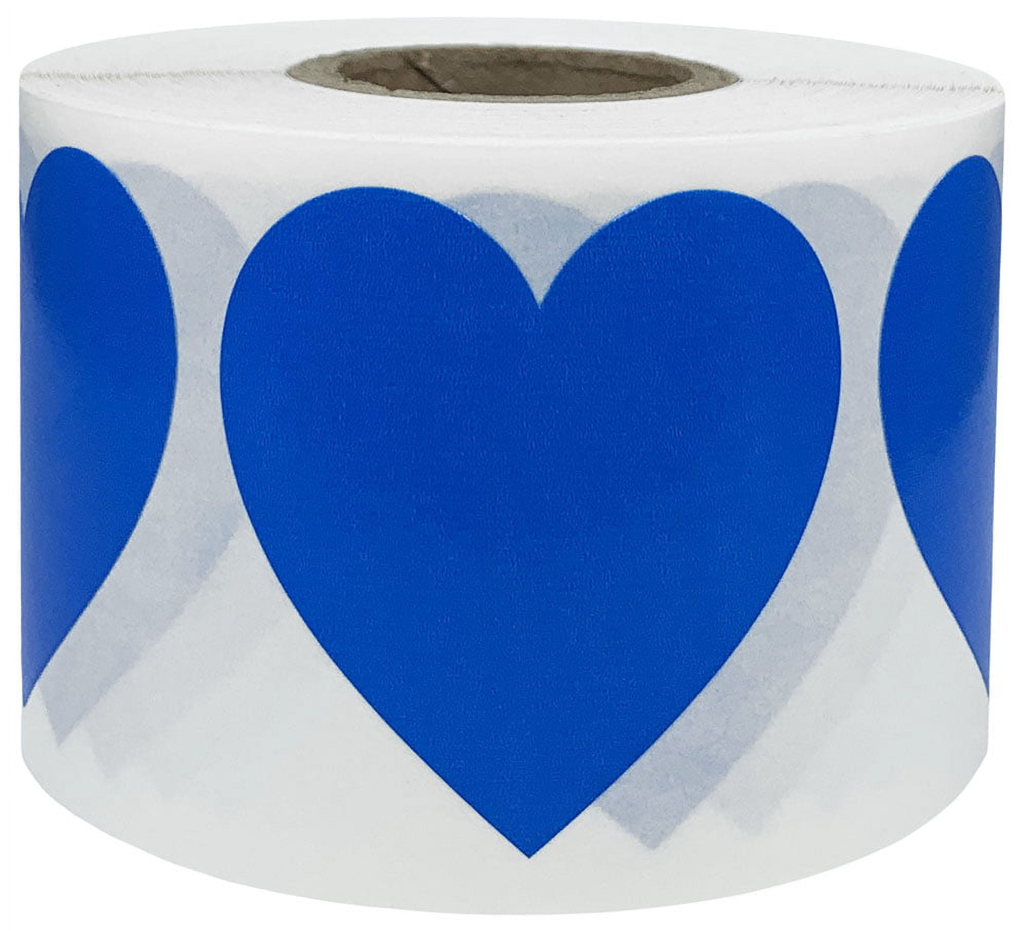 Blue Heart Stickers 1.5" Inch Wide Labels 500 Pack