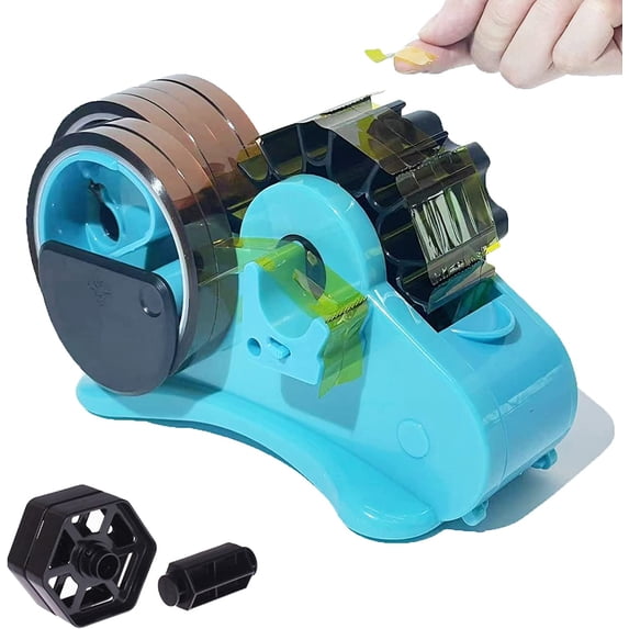 Blue Heat Tape Dispenser Sublimation - Multiple Roll Cut to PreCut Transfer Resistant Tape, Semi-Automatic 3" & 1" Core for Tapes