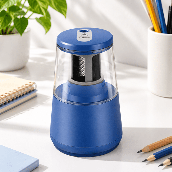 Blue Heavy Duty Electric Pencil Sharpener, Fast Auto Stop Sharpening for 8mm Pencils