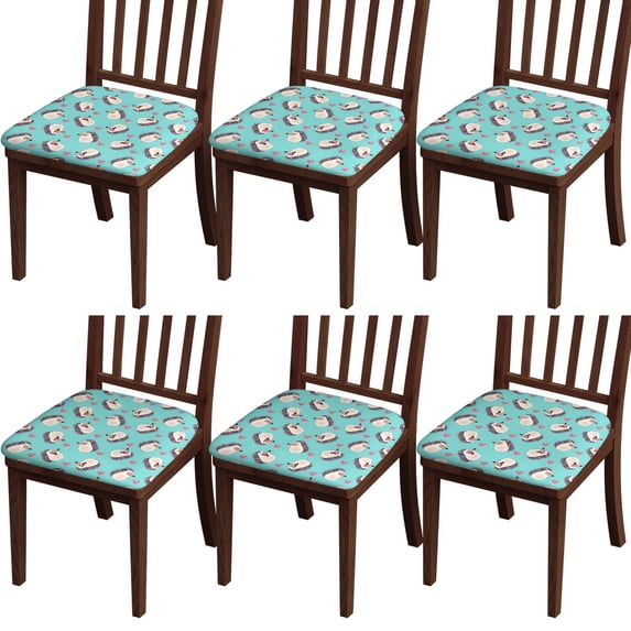 Blue Hedgehog Love Seat Covers for Dining Room Chairs Set Of 4,Stretch Printed Washable Chair Seat Cover with Elastic Ties and Button,Removable Waterproof Couch Cushion Covers