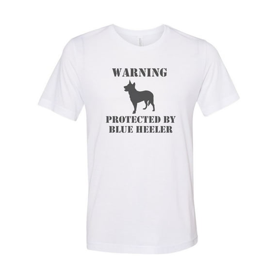 "Blue Heeler Shirt, Warning Protected By Blue Heeler, Unisex, Sublimation, Blue Heeler Tee, Australian Cattle Dog, ACD T, Cattle Dog Shirt, White, 2XL"