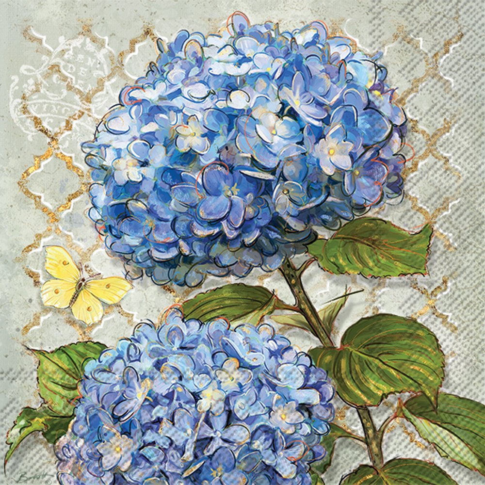 Blue Heirloom Flowers Lunch Napkin - Thumbnail 2