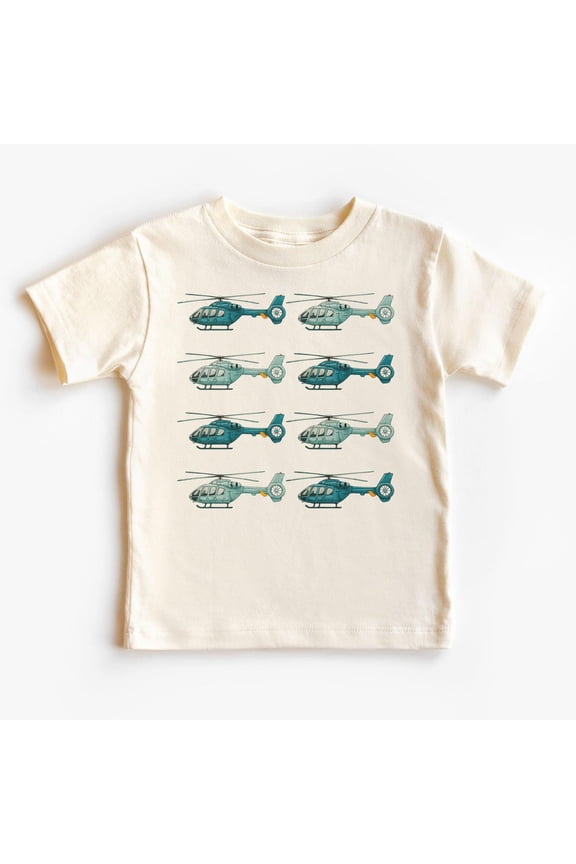 Blue Helicopters Toddler Shirt - Heli Choppers In A Row Boys Tee - Boho Toddler, Youth & Adult Tee TODDLER SHORT SLEEVE TEE BELLA CANVAS 3001T