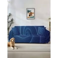 thumbnail image 1 of Blue Helix Stripes Couch Cover, Modern Minimalism Abstract Line Art Sofa Cover Blanket for 3 Cushion Couch, Sectional Sofa Slipcover Furniture Protector for Living Room Bedroom 71''x134'', 1 of 9