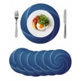 thumbnail image 1 of Blue Helix Stripes Round 13 Inch Placemats Set of 6, Modern Minimalism Abstract Line Art HeatResistant Non Slip Place Mats for Dining Table, Wipeable Braided Kitchen Table Mats for Housewarming, 1 of 9