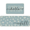 thumbnail image 1 of Blue Hello Pumpkin Fall Kitchen Mats Set of 2, Autumn Home Decor Low-Profile Kitchen Rugs for Floor - 17x29 and 17x47 Inch, 1 of 12