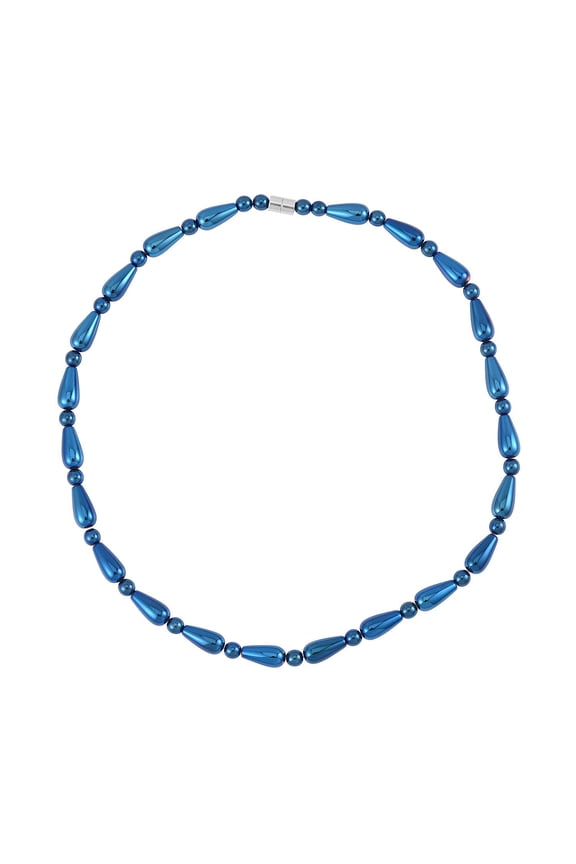 Blue Hematite Drop Silvertone Beaded Necklace for Women Jewelry Size 20" Ct 306.27 Birthday Christmas Gifts for Women