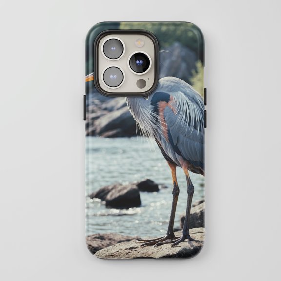 Blue Heron Bird For All iPhone Series Tough Phone Case Nature Theme