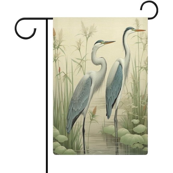 Blue Heron Bird Welcome Garden Flag 12x18 Double Sided Small Burlap Three Grey Herons On The Water Seasonal Welcome Outdoor Banner Flag Yard Decorations for Home Outdoor
