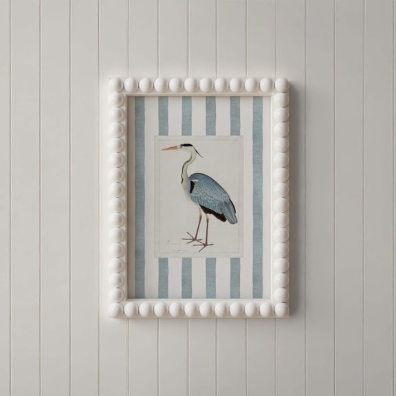 Blue Heron Coastal Bird Nautical Decor Wall Art