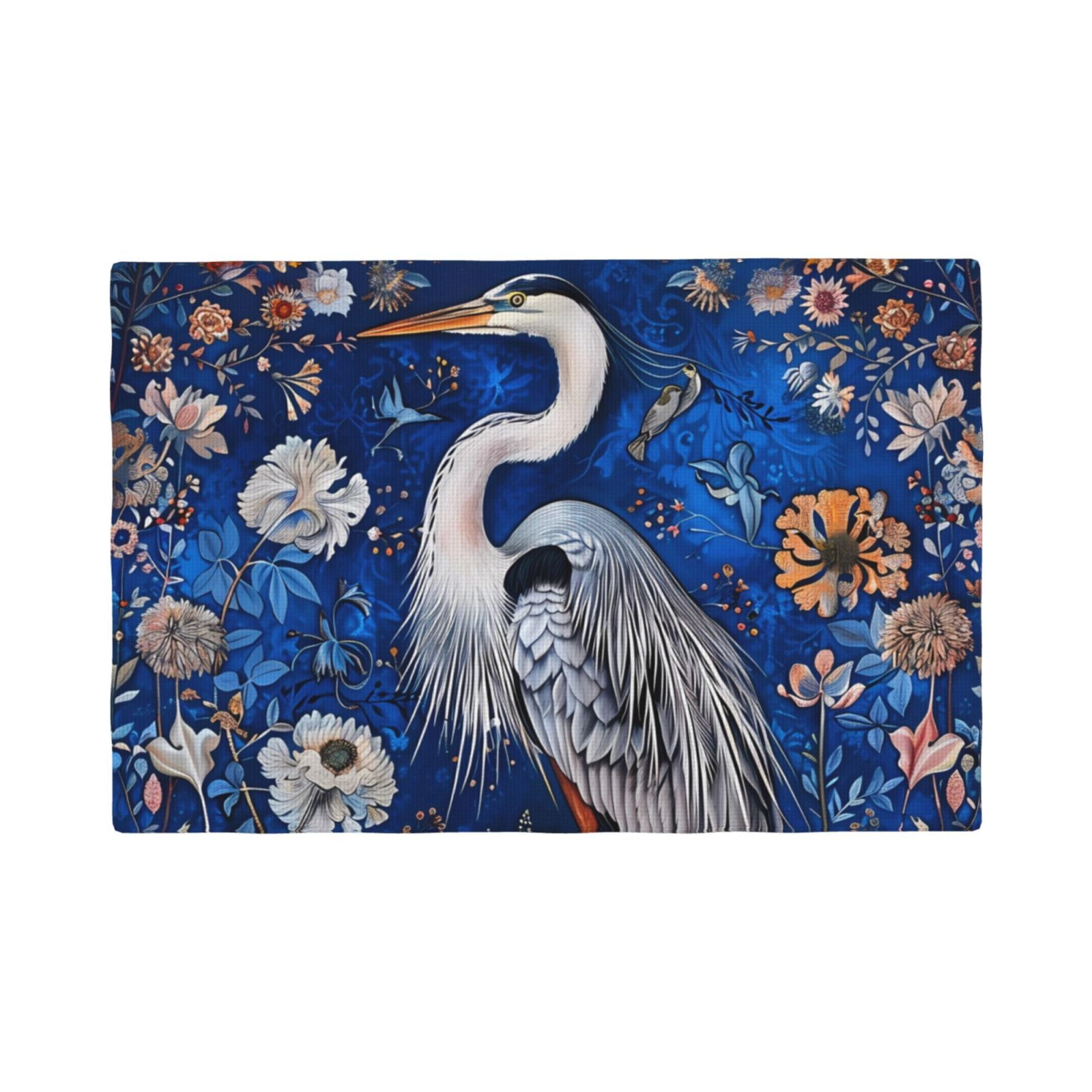 Blue Heron Floral Garden Placemats Set of 4, Heat Resistant Place Mats