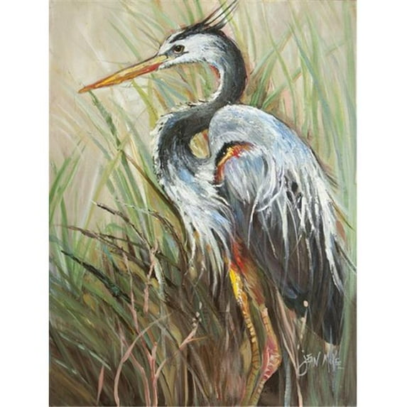 Blue Heron Gazing West Flag Garden Size