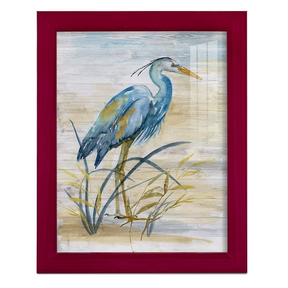 Blue Heron I -Framed Print w/glass-Cherry Red