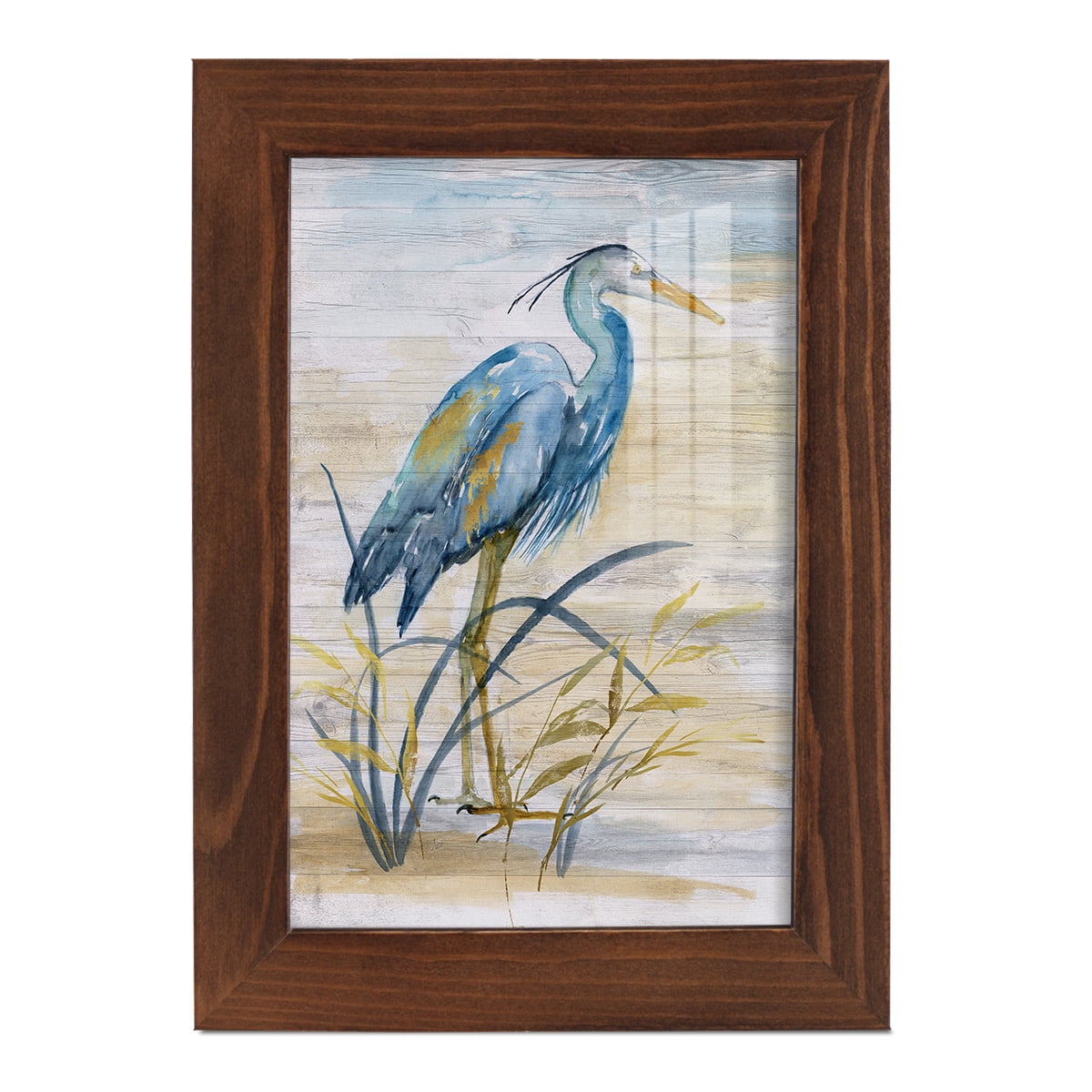 Blue Heron I -Framed Print w/glass-Chestnut
