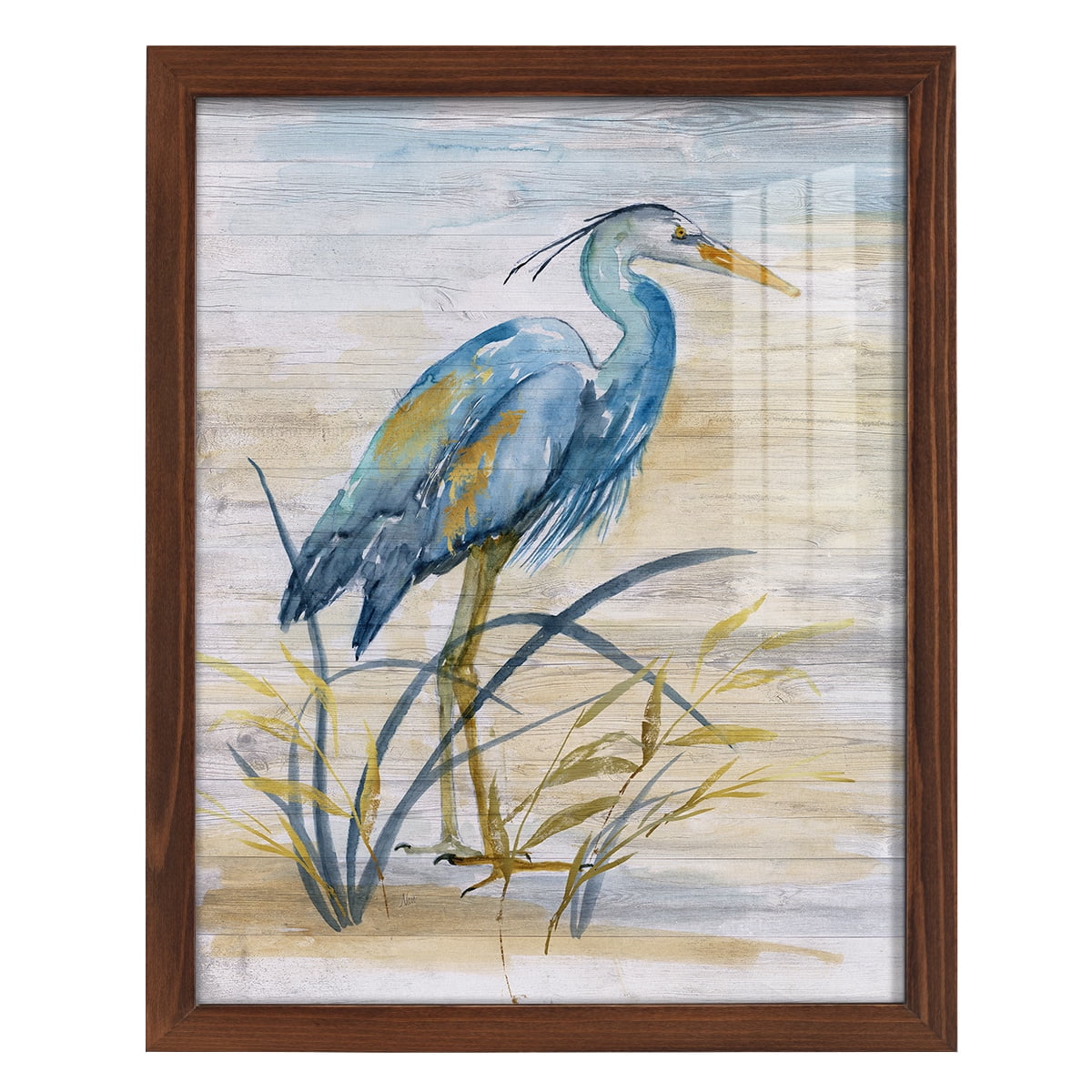 Blue Heron I -Framed Print w/glass-Chestnut