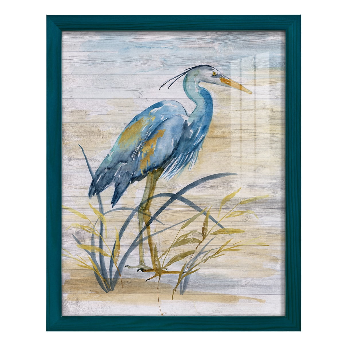 Blue Heron I -Framed Print w/glass-Ocean Blue