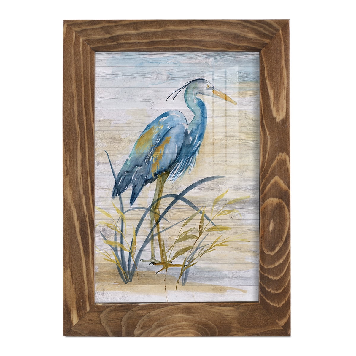 Blue Heron I -Framed Print w/glass-Walnut