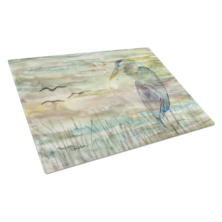 Blue Heron Sunset Glass Cutting Board Large