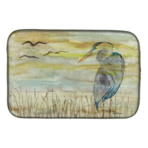 Blue Heron Yellow Sky Dish Drying Mat