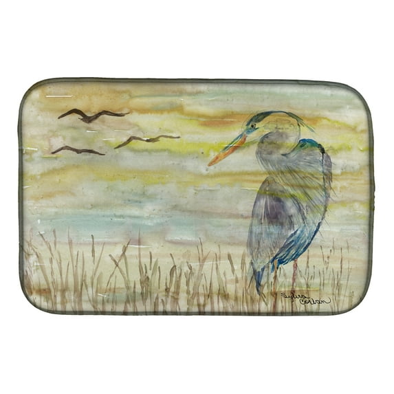 Blue Heron Yellow Sky Dish Drying Mat