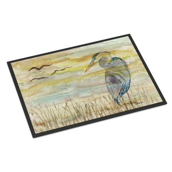 Blue Heron Yellow Sky Door Mat