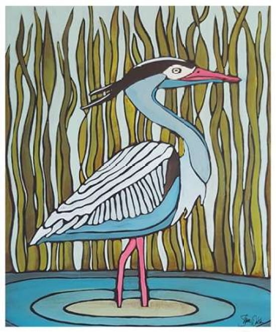 Blue Heron in Marsh Canvas Art - Shanni Welsh (20 x 24)