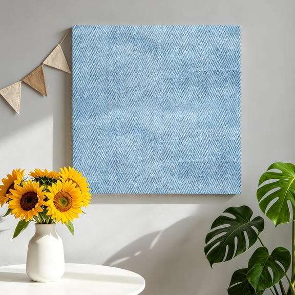 Blue Herringbone Canvas Wall Art for Living Room, Modern Minimalist Woven Textured Poster Print Painting for Bedroom Office Home Decoration Wall Pictures Prepare To Hang 10"x10"
