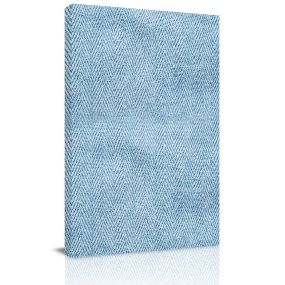 Blue Herringbone Canvas Wall Art for Living Room, Modern Minimalist Woven Textured Wall Decor Framed Artwork Pictures Ready to Hang for Bedroom Office Home Decor
