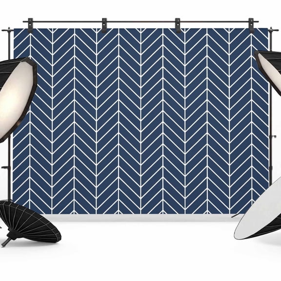 Blue Herringbone Stripes Backdrop for Photography, Modern Abstract Geometric Navy Blue Simple Lines Photo Backdrop Portrait Background Party Banner Photo Backgrounds for Studio Booth Props, 7x5ft