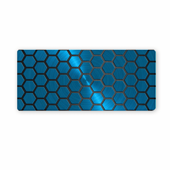 Blue Hexagon Metal Texture Mouse Pad 35.4 x 15.8 inches Rubber Desk Mat for Office and Gaming