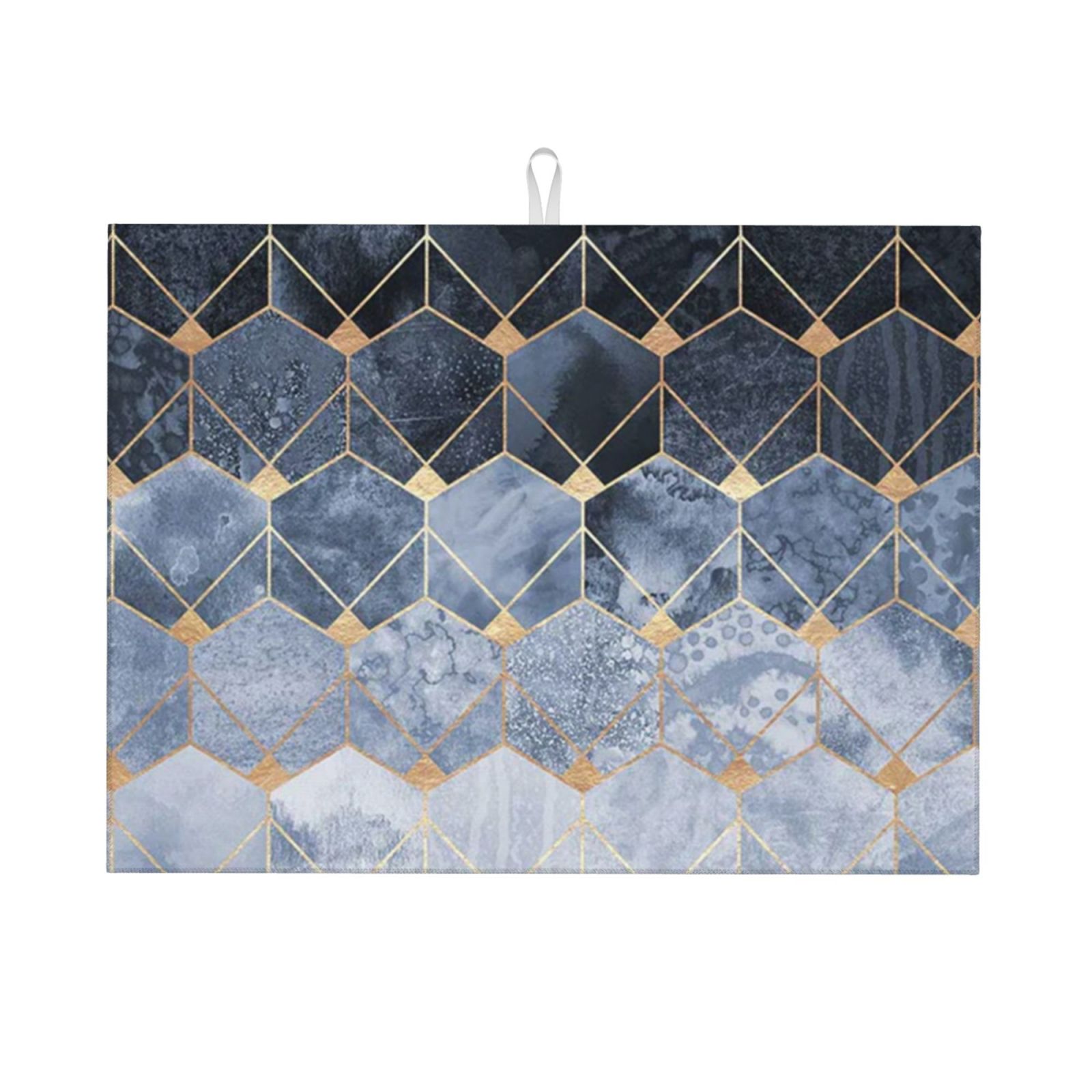 Blue Hexagons And Diamonds, Dish Drying Mats, Absorbent Dish Drainer