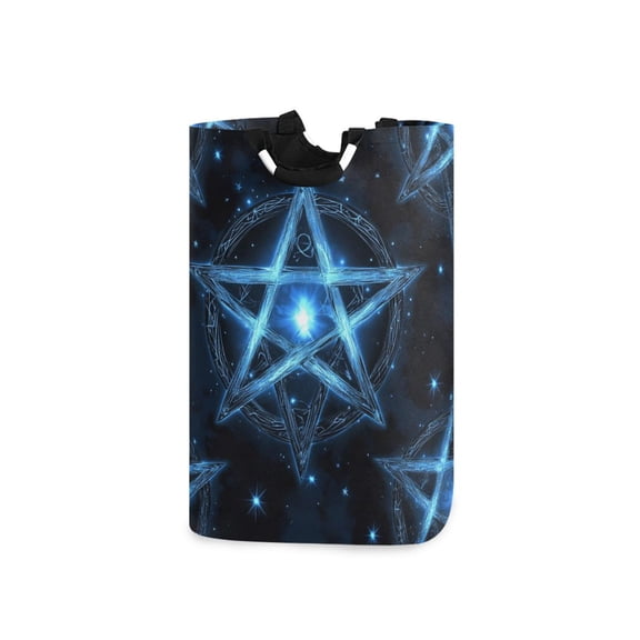 Blue Hexagram Laundry Basket with Handles Foldable Laundry Hamper Freestanding Washing Bin 50L
