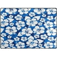 thumbnail image 1 of Blue Hibiscus Non-Slip Runner Rug Washable Soft Absorbent Living Room Rugs for Bedroom 80x58 Inches Home Decor, 1 of 7