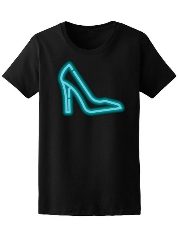 Blue High Heel Shoe Sharp Effect Tee Women's - Women T-Shirt, Large