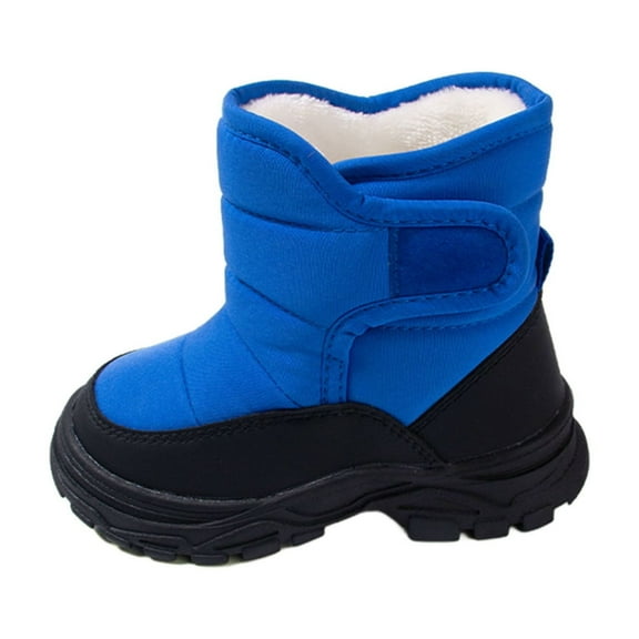 Blue High Top Snow Boots For Kids Ages 7-14, Fleece Lining With Snowflake Pattern, Comfortable Soft Sole For Cold Weather