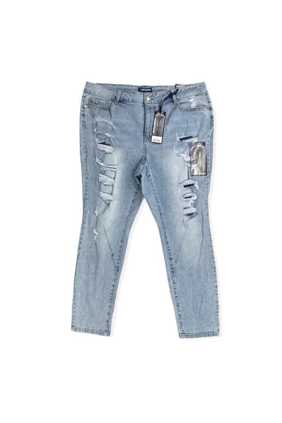 Women's High Waist Stretch Destroyed Ankle Skinny Leg Jeans