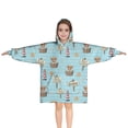 thumbnail image 1 of Blue Highland Cow Bathtub Starfish Pattern Blanket Hoodies for Kids 6-13YR Oversize Wearable Blanket Hoodies for Boys Girls Teens, 1 of 7