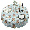 thumbnail image 1 of Blue Highland Cow Flower Butterfly Pattern Round Tablecloth 60"x60",Wrinkle Wipeable Table Cloth for Kitchen Dining Room Picnic Patio Party, 1 of 6